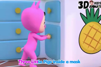 do 3d character animation video, 3d kids animated music cartoon animation