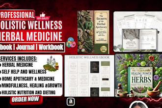 be holistic wellness ebook writer, herbal medicine, self help journal, workbook