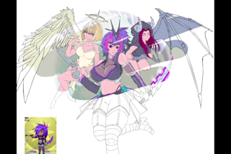 drawing anime custom character fanart, game, cover story