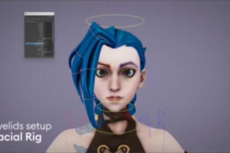 3d model and 3d rig 3d game character,facial rigging,weight painting in blender