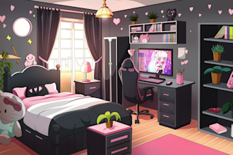 draw background art illustration for vtuber stream visual novel in anime style