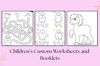 design children worksheets, custom activity sheets, book covers and much more