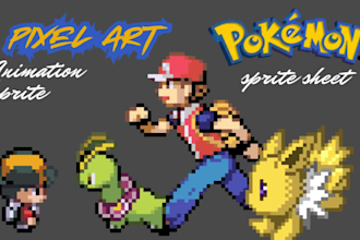 create pixel art pokemon trainer character pixel sprite sheet fakemon animation