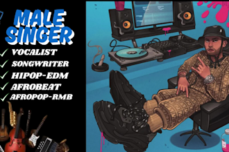 be your custom male singer, songwriter male rapper in rmb edm afrobeat pop genre