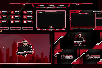 design best twitch, youtube or facebook overlay and logo for your stream