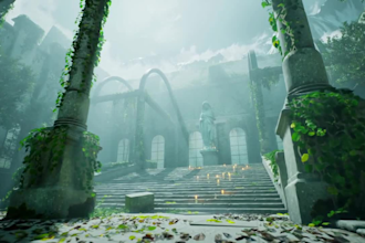 design 3d game environment in unreal engine 3d realistic landscape garden patio