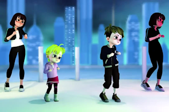 create a 3d music music video 3d character animation 3d animated music video