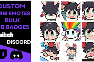 draw cute chibi emotes sub badges for twitch streamers discord vtuber youtube