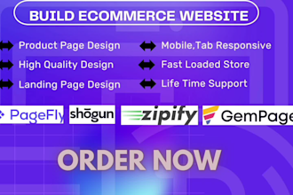 created shopify landing page or shopify store by  pagefly, gempages , zipify