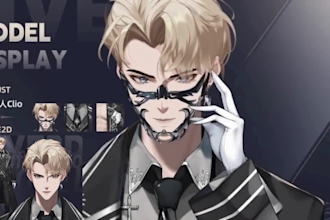draw rig male female 2d vtuber model live2d vtuber model live 2d vtuber rigging