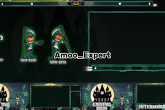 design animated twitch stream overlay, logo, banner