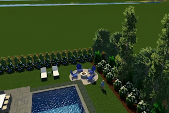 do 3d landscape design, 3d drawing, backyard, architecture 3d patio rendering