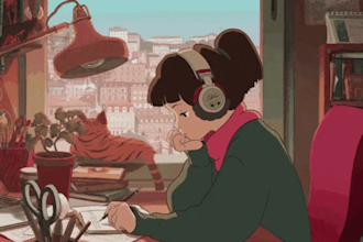 draw anime lofi art illustrations album cover design desktop wallpaper animation
