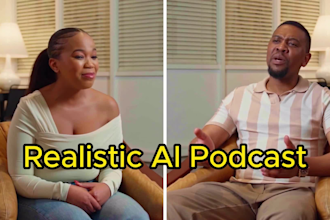 create a realistic ai podcast with hosts in any language