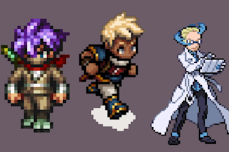 do pixel art character animation, game art pokemon trainer sprite sheet rpgmaker
