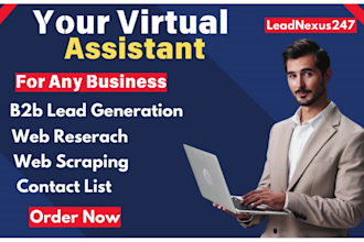 be your VA for b2b lead generation, web research, web scraping and contact list