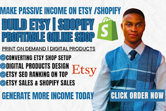 setup etsy shop shopify print on demand etsy digital products listing sales SEO