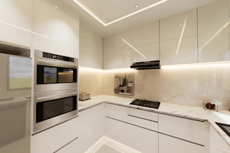 do a 3d kitchen design with a high quality rendering