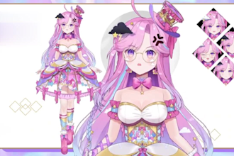 design live 2d vtuber model, live 2d rigging vtuber model, facerig, live 2d
