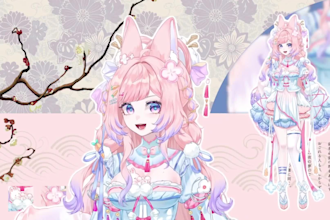 custom live2d vtuber design, anime rig live2d model, vtuber commission, live2d