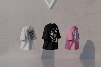 create 3d clothing mockup animation for your t shirt and design fashion