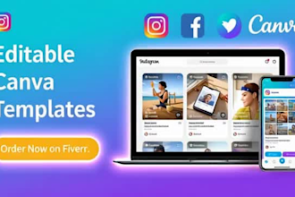 design professional canva social media templates for instagram, facebook,