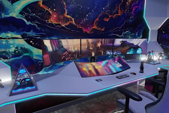 3d room design entertainment space with cool concept