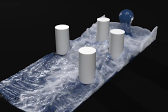 do 3d water simulation, 3d liquid animation, 3d water splash