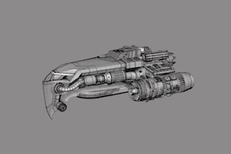 3d space ship model, spaceship interior, robot 3d sculpting, 3d starship model