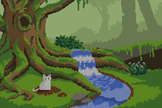 create pixel art background or environment design