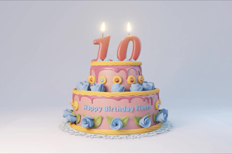 make an animated cake video for birthday, anniversary celebration
