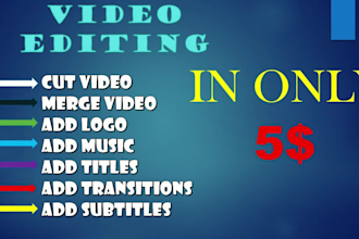 cut, merge video, add music, trim , add logo to video
