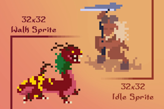 make your character or creature from ur game in pixel art