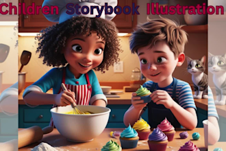 illustrate children story book illustration, children bible book, picture book