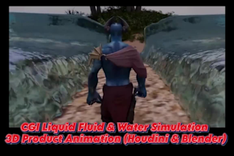 do cgi liquid fluid water simulation 3d product animation vfx cgi with houdini