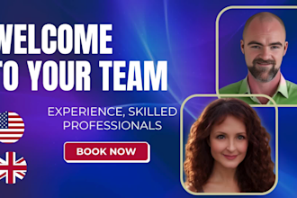 dual male and female voice over team british and american