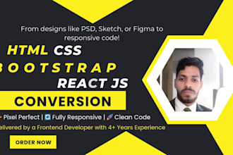convert PSD to HTML, xd to html, figma to HTML, pdf to HTML responsive website