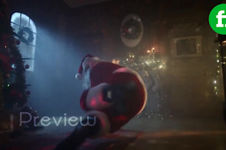 add logo and text christmas santa dance promo