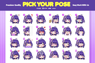 create hot sale custom twitch emotes design for kick, youtube, discord