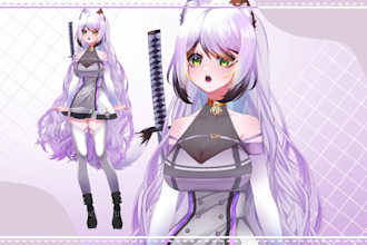 draw and rig 2d vtuber model, live2d model, vtuber rigging, live2d rigging