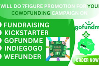 promote indiegogo, kickstarter, gofundme fundraising crowdfunding campaign