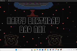 create a custom animated ascii art birthday card with music