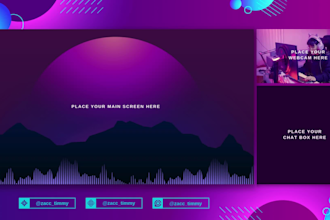 design custom twitch overlay, animated stream overlay, panels, logo for twitch