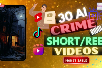 create epic ai crime riddles videos for youtube, tiktok and instagram