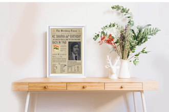 create vintage newspaper posters for birthdays or anniversaries
