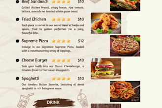 design a digital menu, menu board, or animated menu for your business