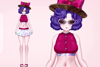 draw and rig 2d vtuber model, 2d vtuber commission, 2d model, live2d rigging