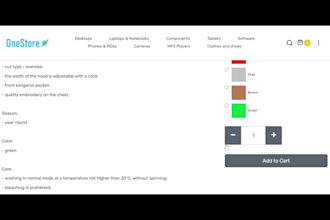 create an online store with a customized theme, setting cart and categories