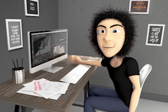 do model 3d character then rigging, animation and rendering