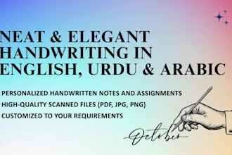 do neat handwriting in english, arabic, and urdu